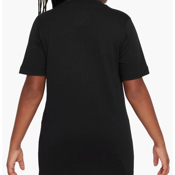 Nike Kids Graphic T-Shirt Black Play with Sole Short Sleeve 100 % Cotton Stretch - Picture 4 of 12